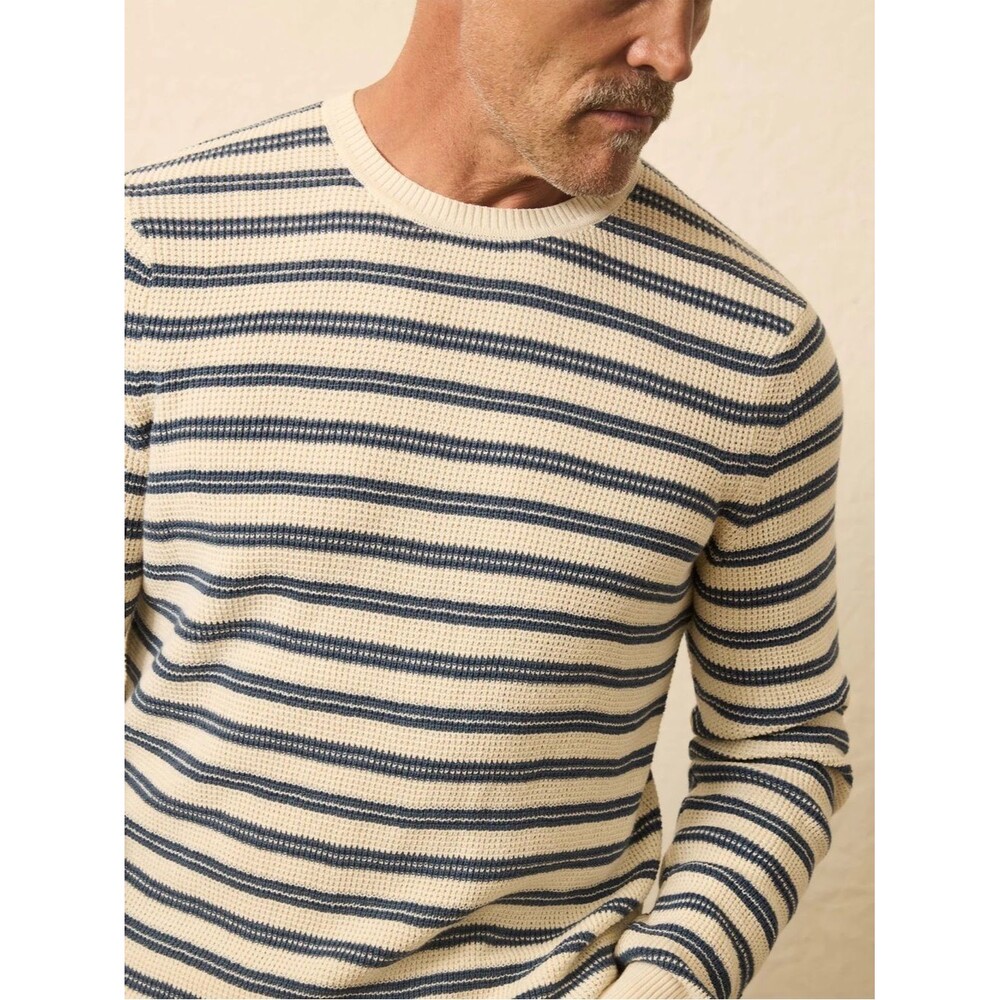 Faherty Sunwashed Crewneck Cotton Sweater Booth Island Stripe NWT XL